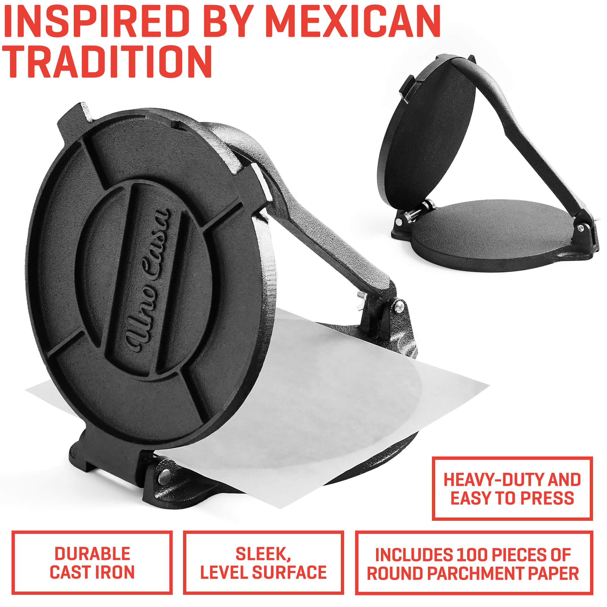 COMAL PAN UND TORTILLA PRESS (8IN) BUNDLE