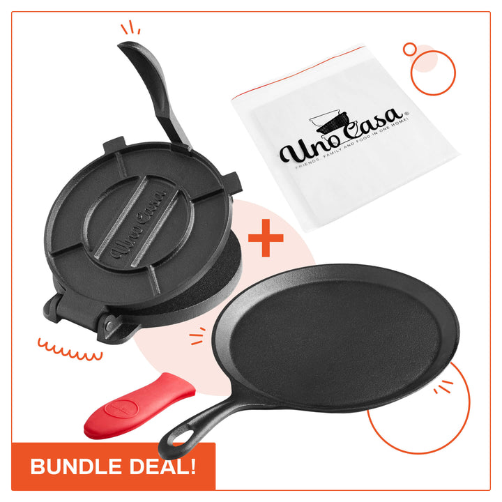 COMAL PAN UND TORTILLA PRESS (8IN) BUNDLE