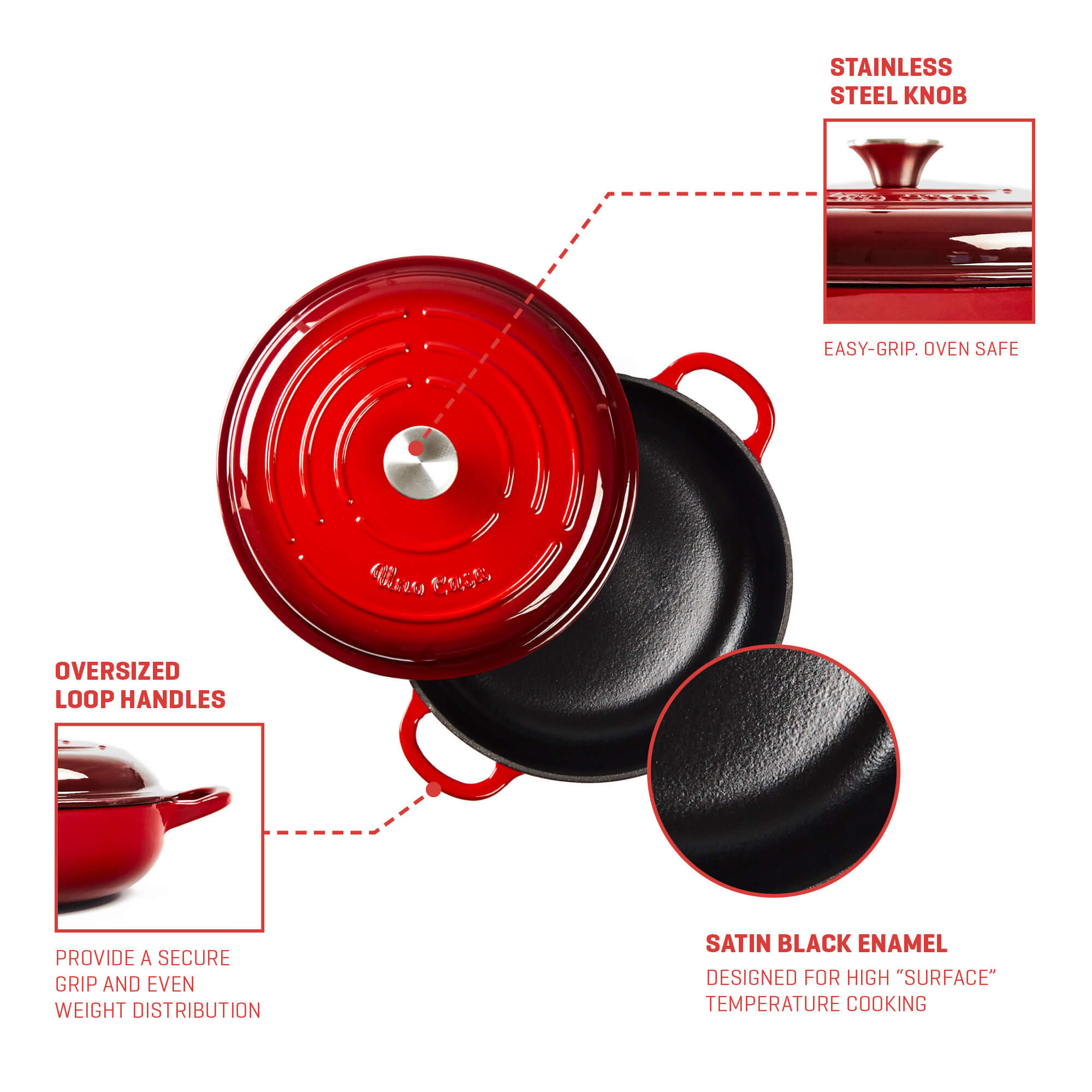 cast iron casserole dish features