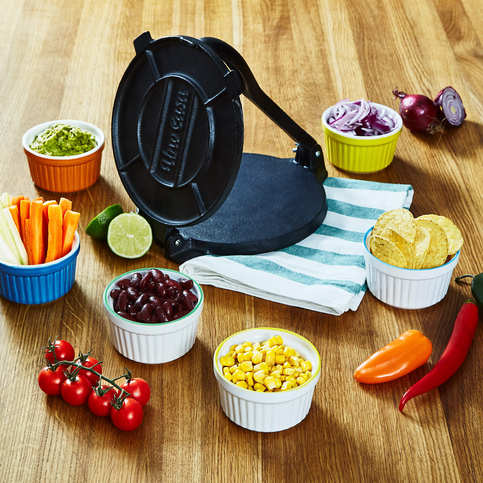 tortilla warmer with tortilla press